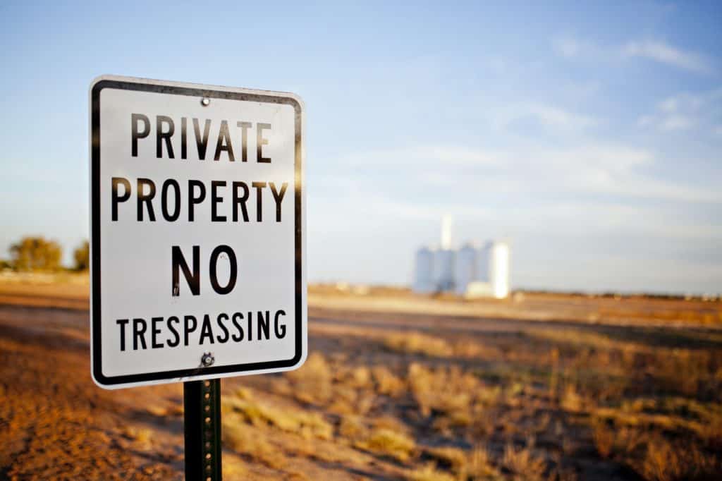 no trespassing sign on a farm